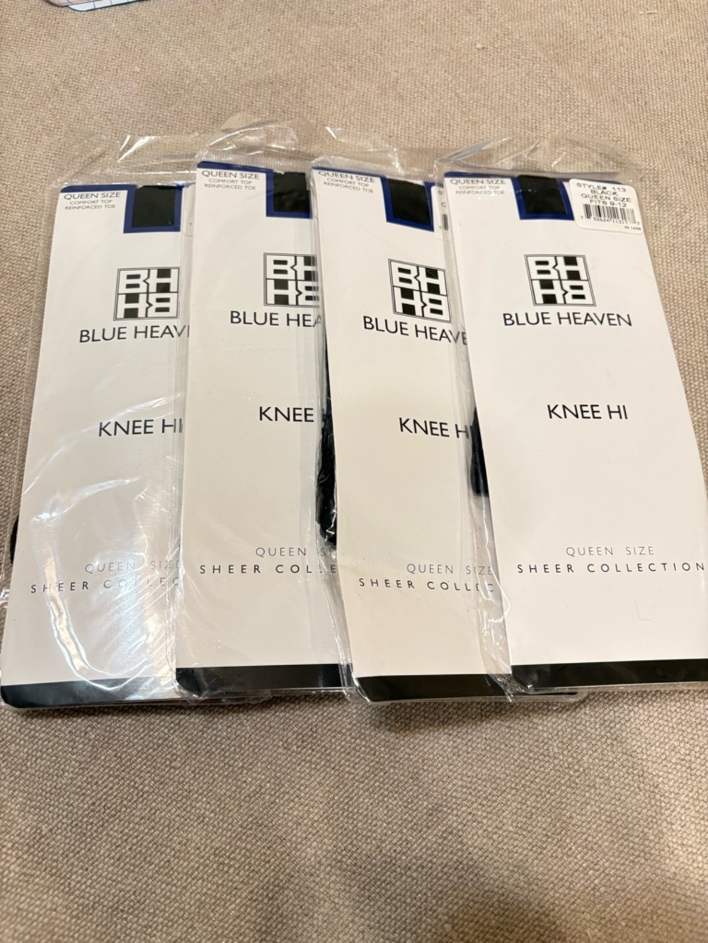 Blue Heaven Knee High Sheer Socks - Black (4 Pack)